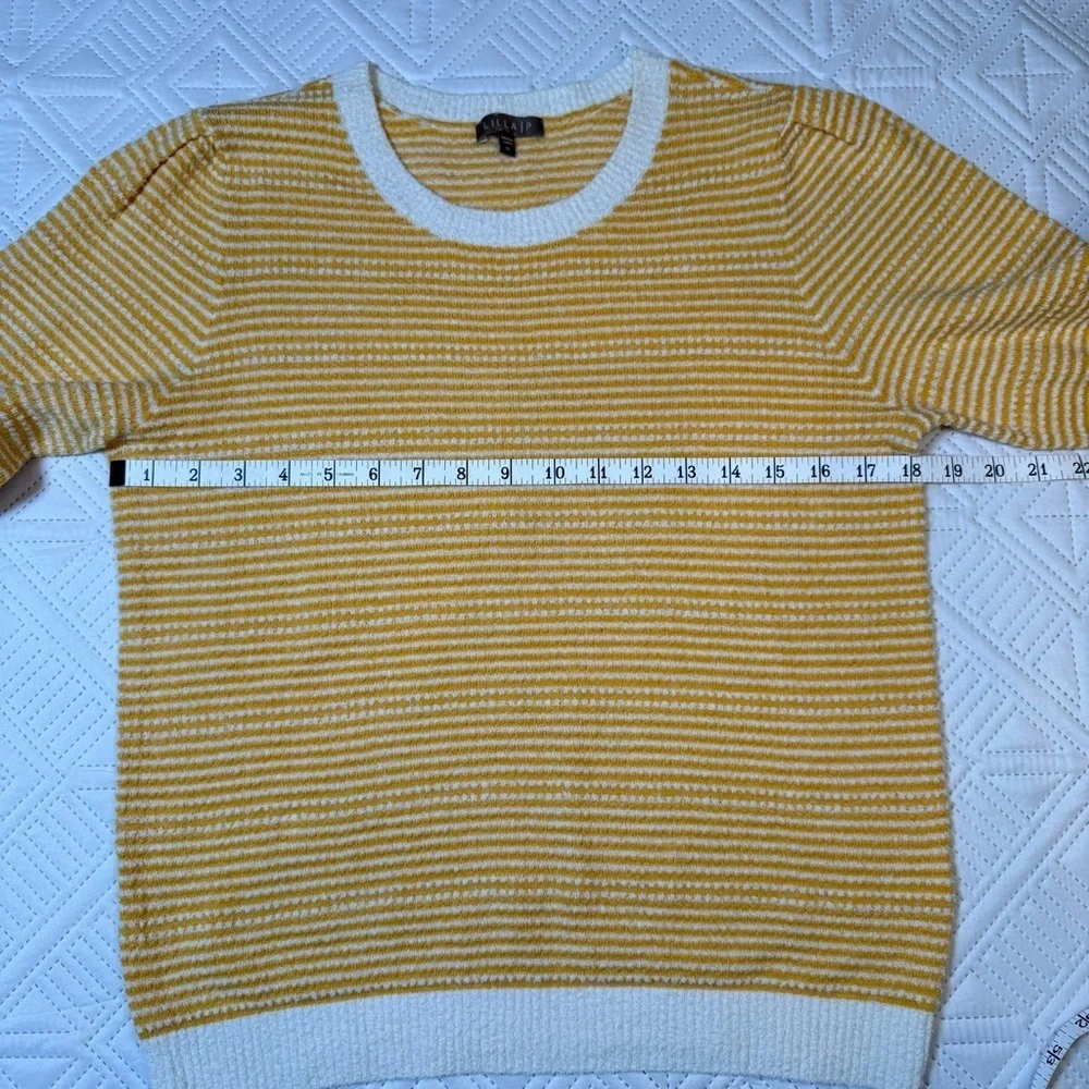 Lilla P Crew Neck Striped Knit Short Sleeve Sweater Size M
